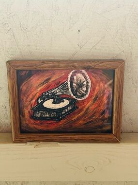 Framed 5x7 Original Acrylic Painting Print 
“Phonograph”